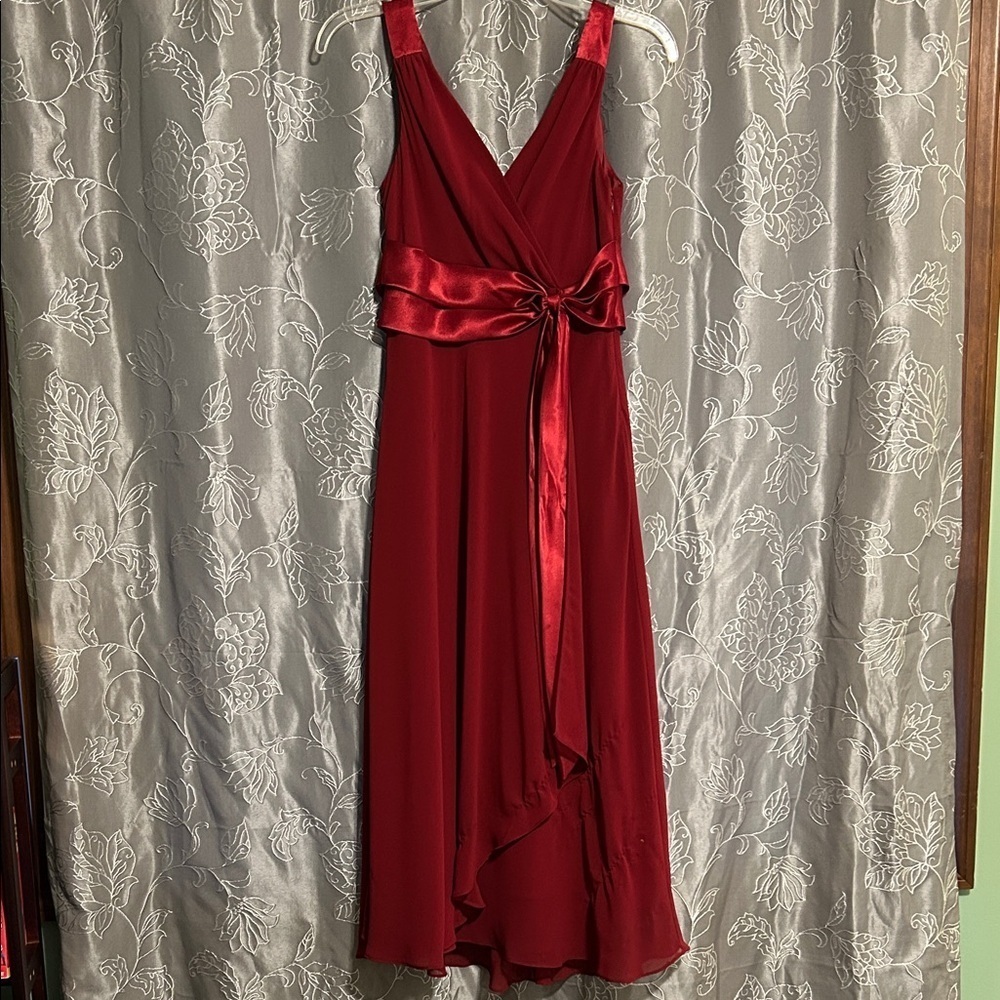 Jones Wear Burgundy High Low Dress - Picture 2 of 6
